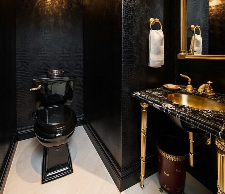 Характеристики на дизайна на банята с черна тоалетна