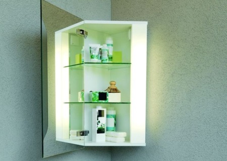 Corner cabinet with a bathroom mirror
