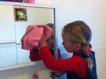 Skötsel av ett spegelskåp i badrummet