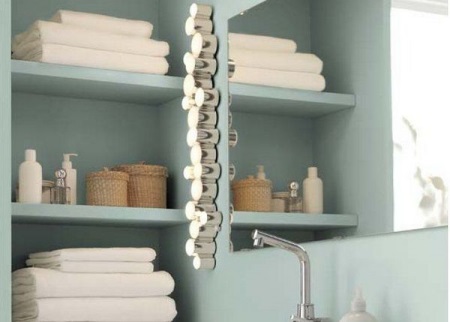 バスルームの壁面照明の配置の特殊性