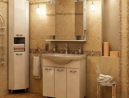 Rohová koupelnová skříňka s košem na prádlo