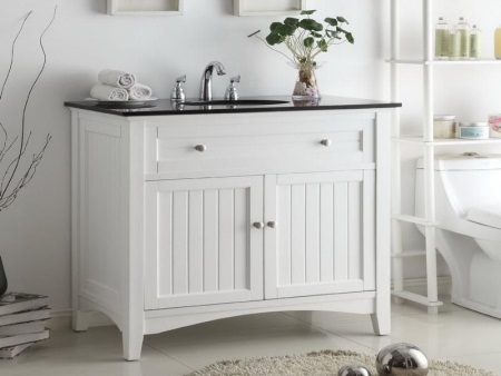 Floor-standing wooden cabinet with washbasin