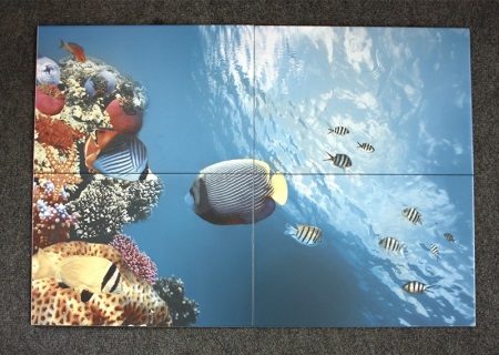 3D fürdőszoba csempe - óceán, halak, korallok.