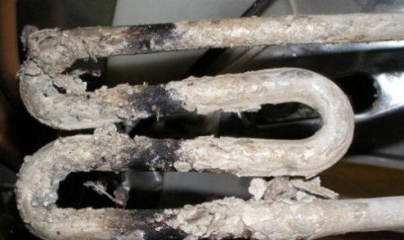 Spoiled heating element in a washing machine