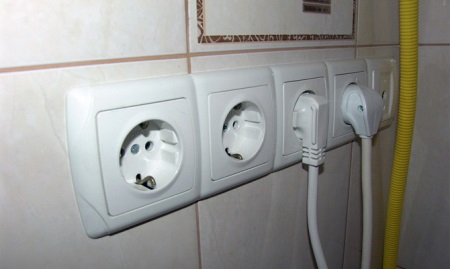 Grounded outlets in the bathroom for the washing machine and other electrical appliances