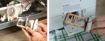 Užsikimšęs skalbyklės filtras