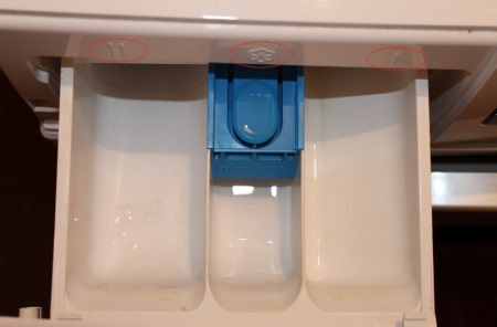 Die Symbole auf der automatischen Waschmittel- und Spenderschublade