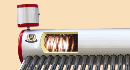 Indirekt uppvärmningspanna som arbetar med energi från solpaneler