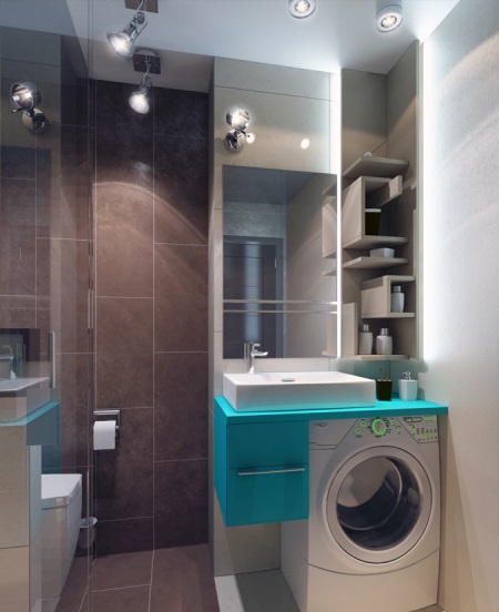 Un lave-linge intégré sous le plan de travail dans l'intérieur de votre salle de bains