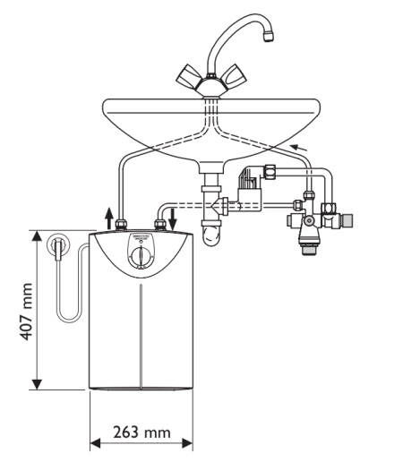 Schema över en trycklös förvaringsflaska